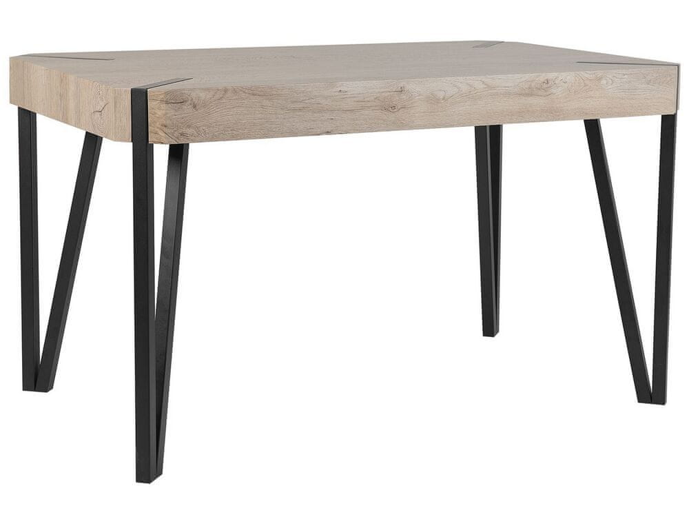 Beliani Jedálenský stôl 130 x 80 cm svetlé drevo s čiernou CAMBELL